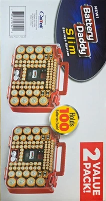 2 PK- Battery Daddy Slim Storage System + Battery Tester + Holds 200 Batteries! - Image 1 of 2