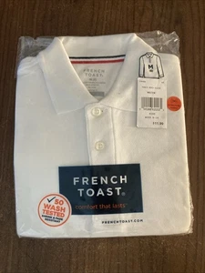 French Toast Boys Size M Long sleeve Collared White Polo Shirt Uniform - Picture 1 of 4