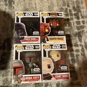 Funko Pop! Star Wars Smuggler's Bounty Lot 4 Vader Boba Maul Dooku Exclusive - Bild 1 von 7
