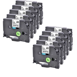 10PK Compatible con Brother P-Touch TZe FX211 Cinta de Etiqueta Flexible Blanca 0.23" - Imagen 1 de 11
