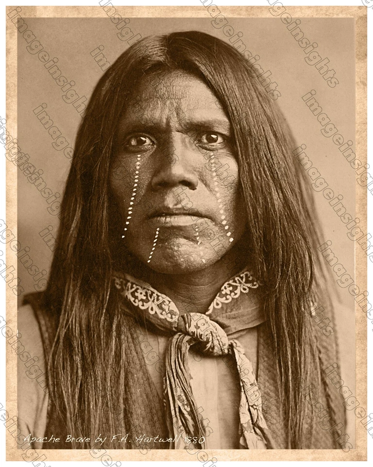 APACHE WARRIOR 1880 FA Hartwell Tombstone Arizona 8x10 Restoration Photoprint RP - Image 1 of 1