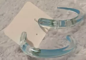 Costume Earrings Hoops Floral Blue - Picture 1 of 3