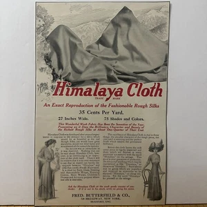 Antique 1910 Himalaya Cloth print ad Poster 14.25x9.25” Fred Butterfield & Co - Picture 1 of 6