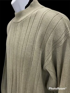 Suéter IZOD Cuello Simulado Acanalado Tejido Beige Caqui Para Hombre L - Imagen 1 de 9