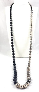 Vintage Carol Dauplaise Designer 40" Silver-tone and Black Necklace - Picture 1 of 7