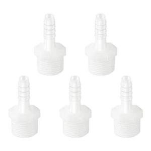 Plastic Hose Barb Fitting 5/16" Barb to 1/2" Male Thread White Adapter Union ... - Picture 1 of 5