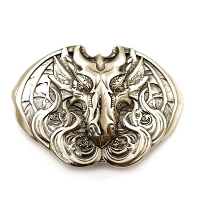 Dragon german silver belt buckle, Scandinavian Nordic Celtic Norse mythology - Image 1 of 4