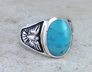 ANILLO ÁGUILA TURQUESA PLATA ESTERLINA 925 PARA HOMBRE talla 13 estilo # r2675 - Imagen 1 de 3