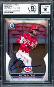ELLY DE LA CRUZ AUTOGRAPHED 2023 BOWMAN CHROME RC GEM 10 AUTO BECKETT 233962 - Picture 1 of 2