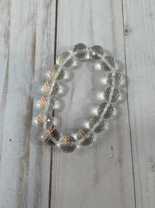 Multi Faceted Clear Glass Bead Stretch Bracelet - Picture 1 of 4