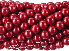 RUBYCA 200Pcs Czech Tiny Satin Luster Glass Pearl Round 06 MM, Bordeaux Red 