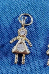 Charm Pendant Girl Child Goldtone Rhinestone Necklace Mom Grandma - Picture 1 of 3