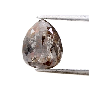3.66 CT PEAR SHAPE GRAY COLOR ROSECUT DIAMOND NATURAL LOOSE DIAMOND FOR GIFT - Picture 1 of 10