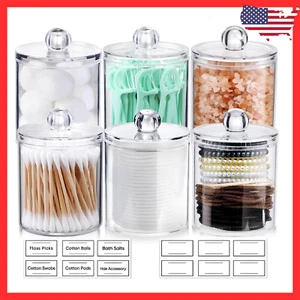 Cotton Round Pad Ball Swab Holder Qtip Holder Dispenser Bathroom Storage Jar New - Picture 1 of 13