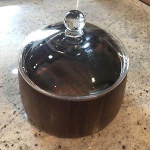 Vtg Woodland Studios Walnut Canister Bowl with glass lid 1970 HTF Rare - Picture 1 of 5