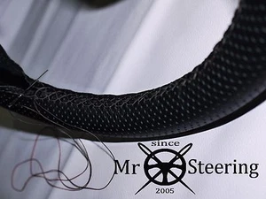 FOR PLYMOUTH HEMI CUDA PERFORATED LEATHER STEERING WHEEL COVER GREY DOUBLE STCH - Picture 1 of 4