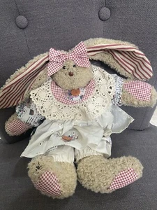 Vintage Handmade Folk Art Easter Bunny Primitive Rabbit country cottage core - Picture 1 of 13