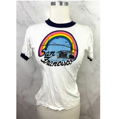 Camiseta De Colección Años 70 San Francisco Camiseta Bebé S Puente Arco Iris Orgullo Gay Queer LGBTQ Foto 1 de 4