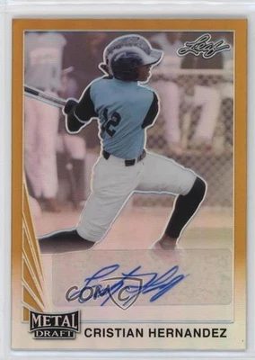 2021 Leaf Metal Draft 1990 Gold Rainbow 1/1 Cristian Hernandez #LA-CH1 Auto 10yf - Image 1 of 3