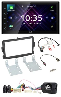 JVC DAB 2DIN Lenkrad Bluetooth USB Autoradio für Dacia ab 2012 schwarz - Bild 1 von 4