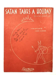 Vintage 1937 Satan Takes A Holiday Sheet Music - Picture 1 of 4