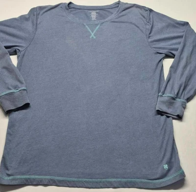 Lucky Brand men's blue long sleeve sleepwear top sz. M teal seams - Image 1 of 4