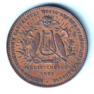 New Zealand - Token. Milner & Thompson - 1881 1d. Christchurch. Instruments - Picture 1 of 2