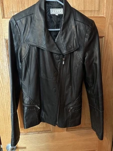 Pelle Studio Women's Black Leather Jacket With Detailed Stitching Sz L - Picture 1 of 4