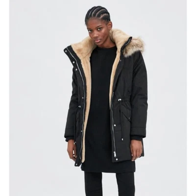 Women's Zara Sorona DuPont Fur Lined Puffer Parka Jacket size L Scandinavian - Image 1 of 4
