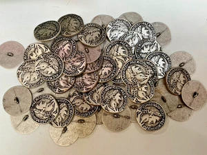 buttons antique silver 1 1/8" Alexander coins 5pcs made in USA - Picture 1 of 4