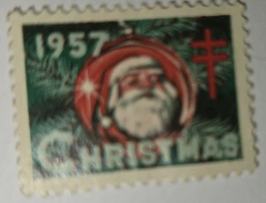 VTG 1957 Red Cross Holiday Seal Santa Claus stamp - Picture 1 of 1