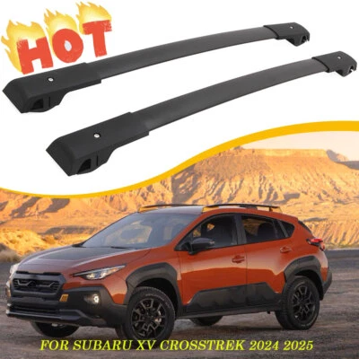 2 PIEZAS Barras transversales negras para Subaru XV Crosstrek 2024 2025 Riel de portaequipajes de techo Foto 1 de 4