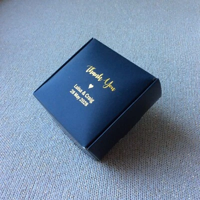 30 Navy Blue Wedding Favor Boxes Foil Personalised Birthday Thank You Gift Boxes - image 1 of 4