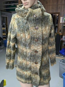 Jones New York Petite Womens PL 40" Bust Chunky Knit Long Mock Scarf Cardigan - Picture 1 of 7