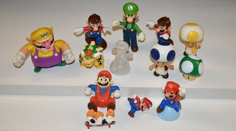19 Mario Bros Figure Lot  ~ WARIO ~ McDonald's ~ Trophy ~ Bowser ~ 17" Luigi Cover