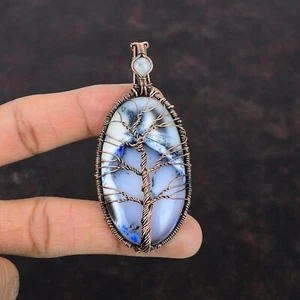 "Colgante Árbol de la Vida Envolvido Árbol de la Vida Árbol de la Vida con Dendrita Ópalo Azul 3,15" - Imagen 1 de 6