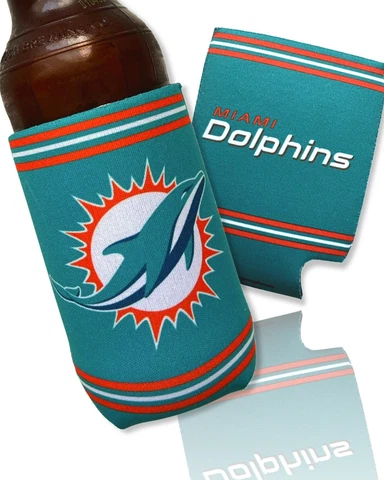 MIAMI DOLPHINS New!!! 2 Sided SOFT FOAM Can/Bottle COOZIE COOLER KOOZIE NFL Cover