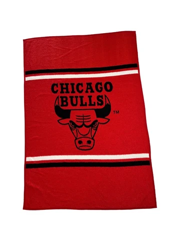 Chicago Bulls Throw Blanket Biederlack NBA Basketball Jordan Era VTG 90s Cover
