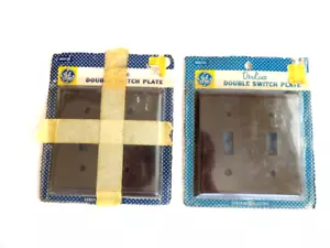 2 NOS Vintage GE Double Switch Toggle Plate Cover Brown Smooth Finish - Picture 1 of 3