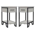 Home Square Elda Transitional Wood Side Table In Antique White - Set Of 2