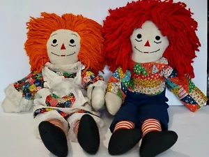 Set of 2 pcs. Vintage RAGGEDY ANN & RAGGEDY ANDY 24" DOLLS - Picture 1 of 12