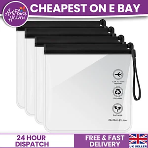CLEAR AIRPORT SECURITY LIQUID BAGS Plastic Seal HOLIDAY Travel HAND LUGGAGE - Picture 1 of 8