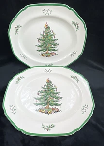 Spode Christmas Tree Scalloped Platters~~Set of 2 - Picture 1 of 4