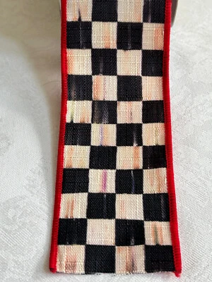(1 Yard) Mackenzie Childs COURTLY CHECK (Red) 2" Wide Wire RIBBON New m22-ja - Image 1 of 4