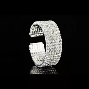 Sparkling 6 Rows Bridal Wedding Rhinestone Crystal Cuff Bangle Bracelet TB24 - Picture 1 of 4