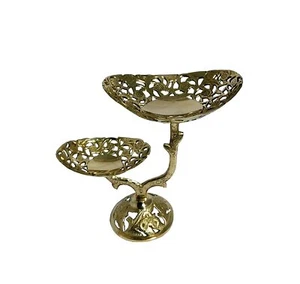 Handcrafted Brass 2 Tier Oval Fruit Cake Serving Stand - Picture 1 of 5