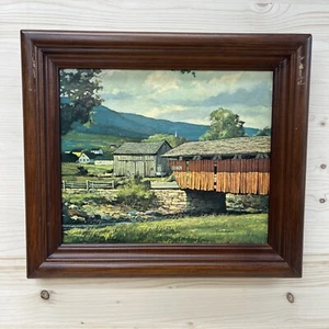 Eric Sloane Vintage Framed And Signed Vintage 1960s Print Covered Bridge 15x13 - Picture 1 of 17