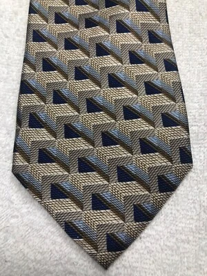 CORBATA HOMBRE GEOFFREY BEENE BEIGE AZUL MARRÓN 3,75 X 59 NUEVA SIN ETIQUETAS Foto 1 de 4