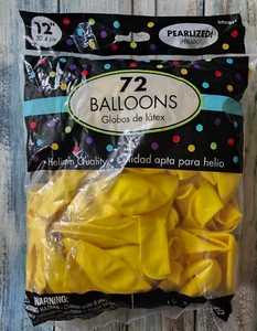 12" Birthday Wedding Party Decor Latex Helium Pearlized Yellow Balloons 72pcs - Picture 1 of 3