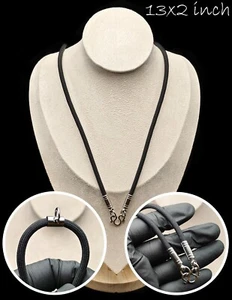 Black Rope Cord Necklace Beautiful 2 Hook Men Women Stainless Steel Amulet CK91 - Picture 1 of 8